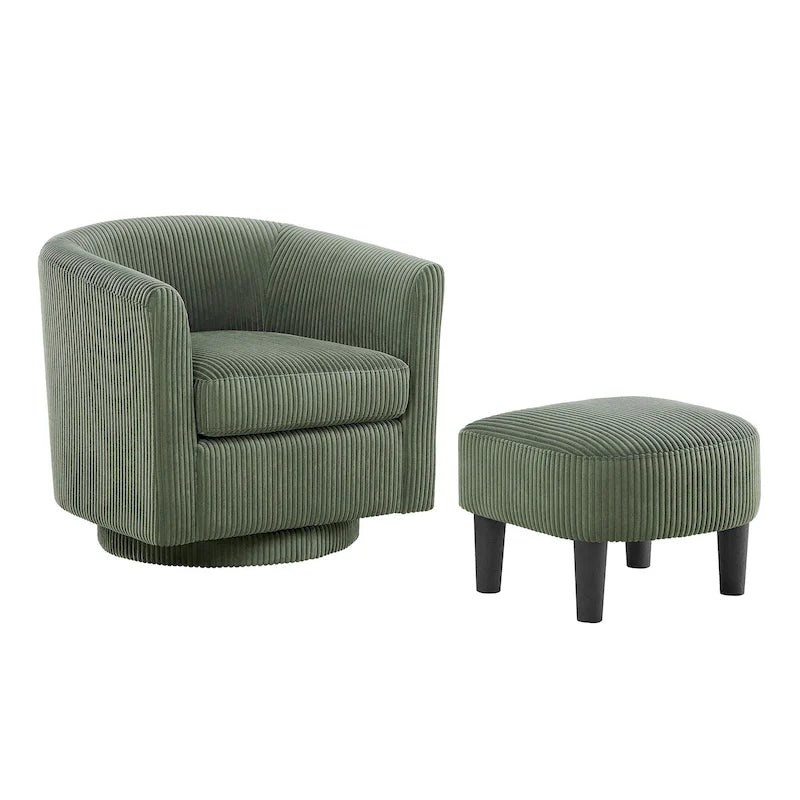 Green 26.38 Swivel Arm Chair with Ottoman