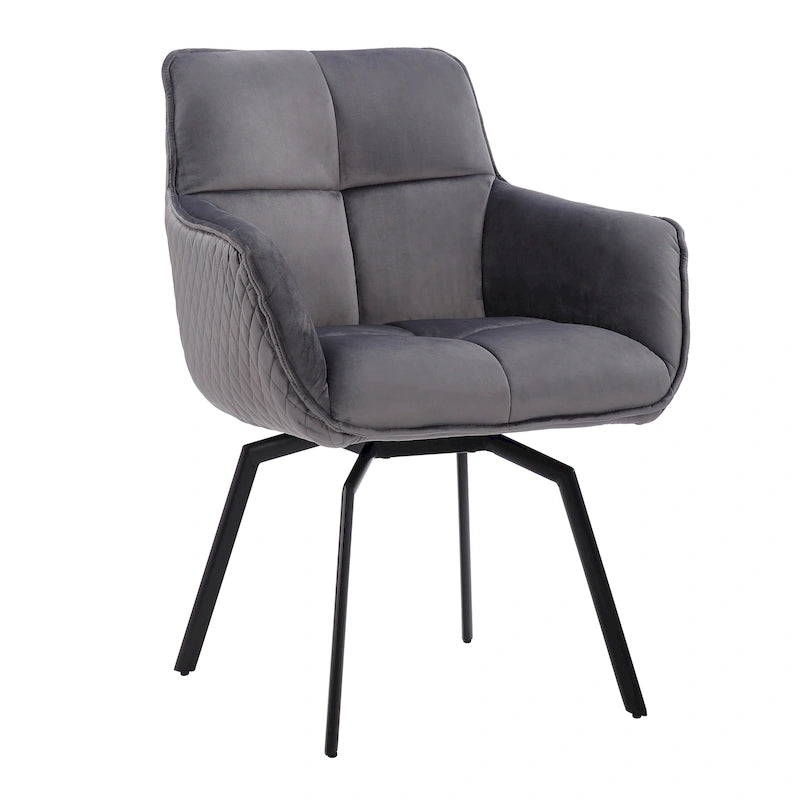 Swivel Velvet Accent Chair with Metal Legs