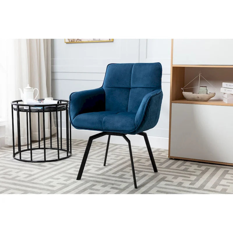  Demi Swivel Velvet Accent Chair with Metal Legs