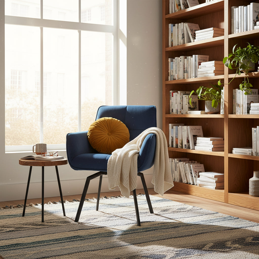 Swivel Velvet Accent Chair with Metal Legs