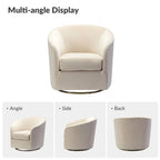 Modern Velvet Curved Swivel Accent Barrel Chair with Metal Base