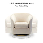 Modern Velvet Curved Swivel Accent Barrel Chair with Metal Base