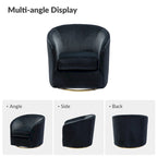 Modern Velvet Curved Swivel Accent Barrel Chair with Metal Base