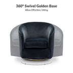 Modern Velvet Curved Swivel Accent Barrel Chair with Metal Base