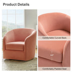 Modern Velvet Curved Swivel Accent Barrel Chair with Metal Base