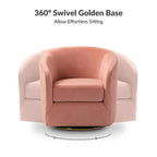 Modern Velvet Curved Swivel Accent Barrel Chair with Metal Base