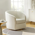 Modern Velvet Curved Swivel Accent Barrel Chair with Metal Base