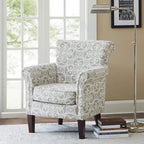 Fretwork Pattern Upholstered Tight Back Club Chair