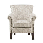 Fretwork Pattern Upholstered Tight Back Club Chair