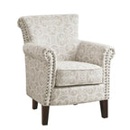 Fretwork Pattern Upholstered Tight Back Club Chair