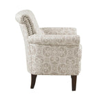 Fretwork Pattern Upholstered Tight Back Club Chair