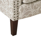 Fretwork Pattern Upholstered Tight Back Club Chair