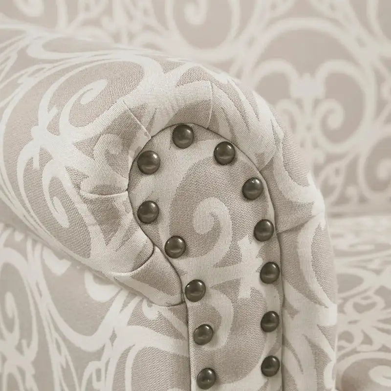 Fretwork Pattern Upholstered Tight Back Club Chair
