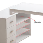 55.1W 41.3D L-Shape Executive Desk Workstation Computer