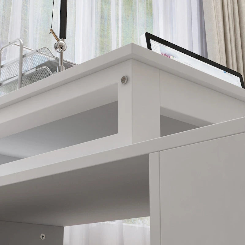55.1W 41.3D L-Shape Executive Desk Workstation Computer