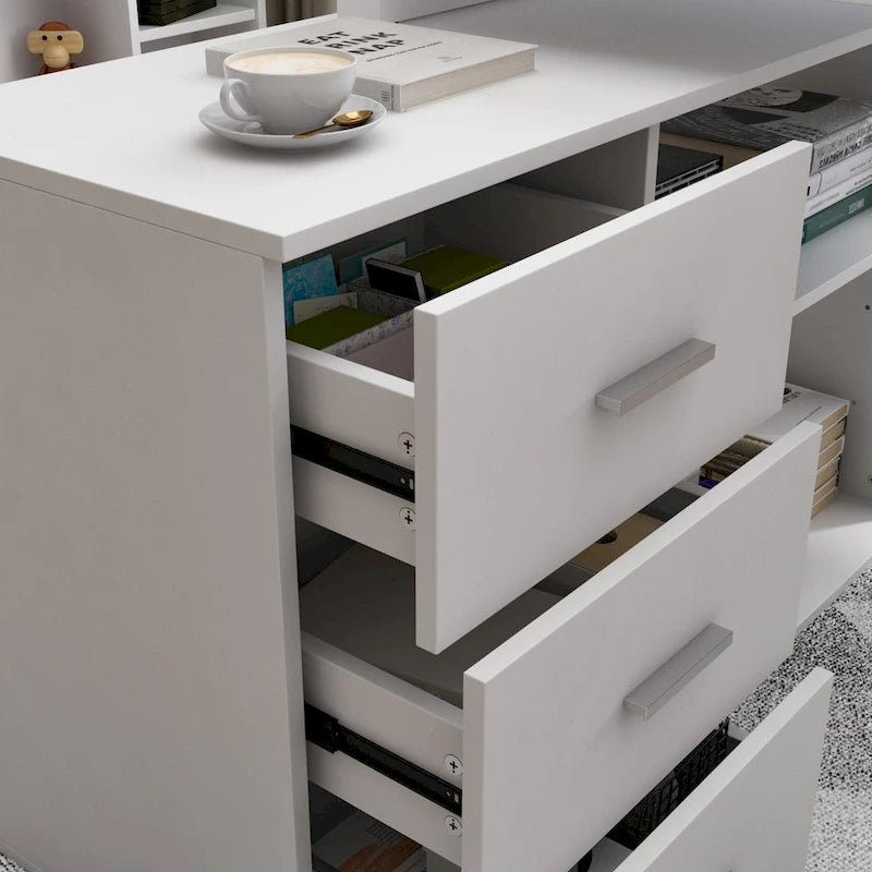 55.1W 41.3D L-Shape Executive Desk Workstation Computer