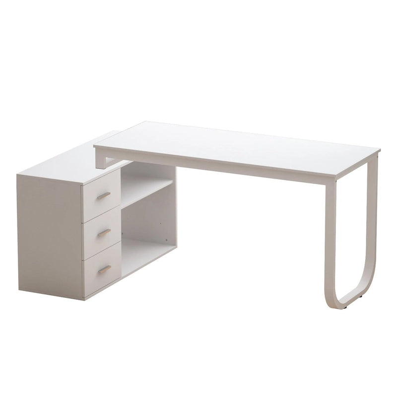 55.1W 41.3D L-Shape Executive Desk Workstation Computer