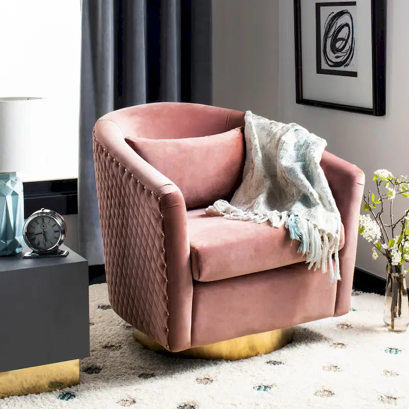  Couture Ikram Quilted Swivel Tub Chair - 30Wx32Dx30H