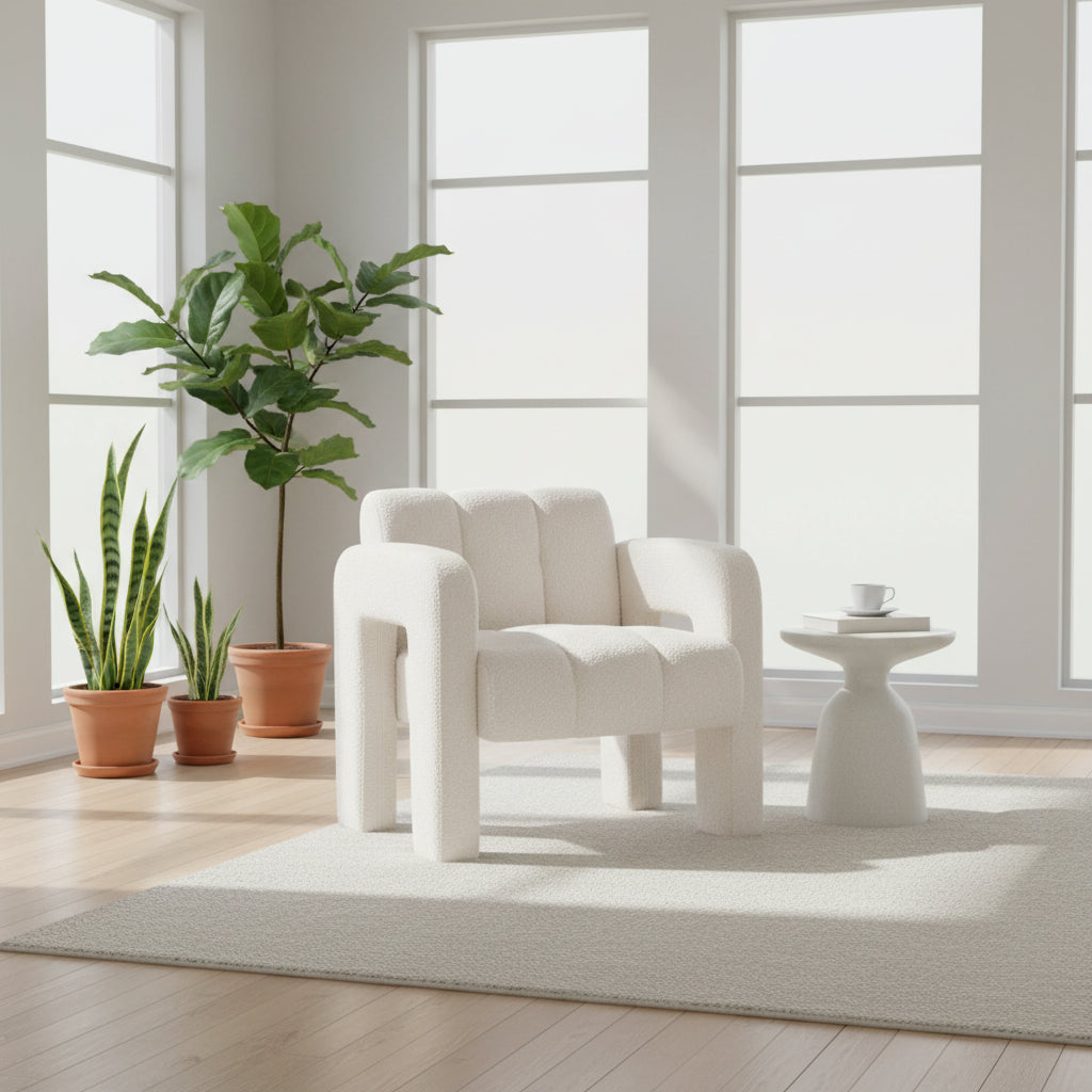 31.10 Wide Boucle Upholstered Accent Chair