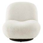 Boucle Upholstered Swivel Chair with Matte Black Base