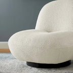 Boucle Upholstered Swivel Chair with Matte Black Base